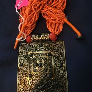 Shield style necklace.24" long Made in India NWT